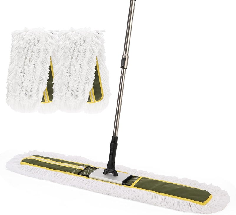 CLEANHOME 36" Commercial Dust Mop for Hardwood Floors, Tile, Laminate & Concrete - Heavy Duty Industrial Mop with Telescopic Handle, 2 Washable Microfiber Pads, Cleaning for Home, Warehouse, Office - Image 1